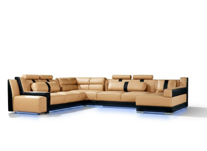 XXL U Shape Skóra Żywy krajobraz Kanapa Podkładka Siedziba Narożnikowa kanapa Sofa Duża Ustawić