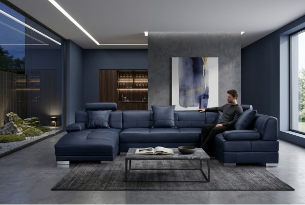 Skórzana sofa kanapa Żywy krajobraz Narożnikowa kanapa Narożnik Ustaw Design Modern Decor