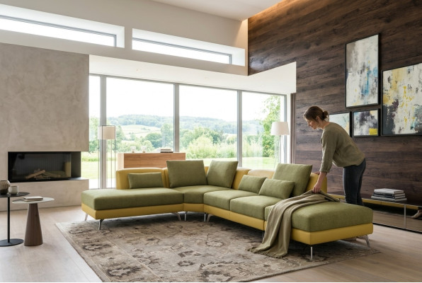 Skórzana sofa kanapa Żywy krajobraz Narożnikowa kanapa Narożnik Ustaw Design Modern Sofa 5111