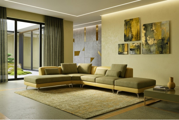 Skórzana sofa kanapa Żywy krajobraz Narożnikowa kanapa Narożnik Ustaw Design Modern Sofa 5111