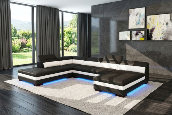 Skórzana sofa kanapa Żywy krajobraz Narożnikowa kanapa Narożnik Ustaw Design Modern Sofa 5127