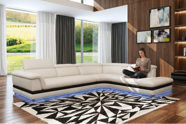 Skórzana sofa kanapa Żywy krajobraz Narożnikowa kanapa Narożnik Ustaw Design Modern Sofa 5130