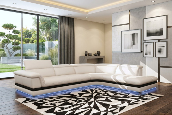 Skórzana sofa kanapa Żywy krajobraz Narożnikowa kanapa Narożnik Ustaw Design Modern Sofa 5130
