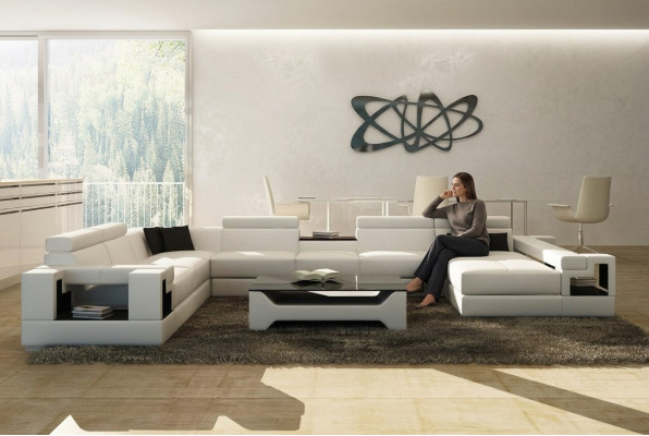 Skórzana sofa kanapa Żywy krajobraz Narożnikowa kanapa Narożnik Ustaw Design Modern Sofa 6138
