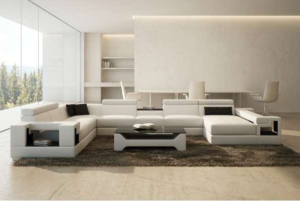 Skórzana sofa kanapa Żywy krajobraz Narożnikowa kanapa Narożnik Ustaw Design Modern Sofa 6138