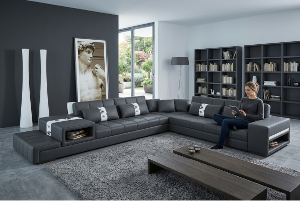 Skórzana sofa kanapa Żywy krajobraz Narożnikowa kanapa Narożnik Ustaw designerską sofę nowoczesną