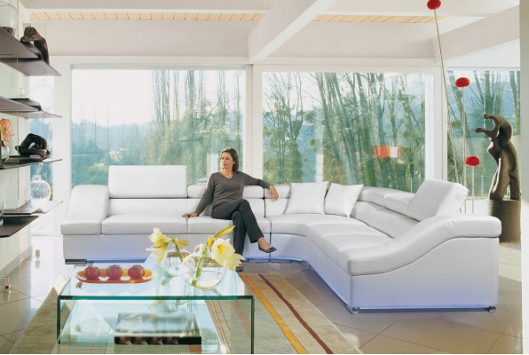 Skórzana sofa kanapa Żywy krajobraz Narożnikowa kanapa Narożnik Ustawić sofę nowoczesny design