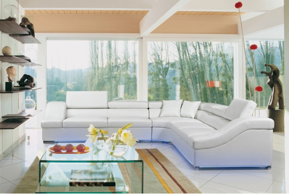 Skórzana sofa kanapa Żywy krajobraz Narożnikowa kanapa Narożnik Ustawić sofę nowoczesny design