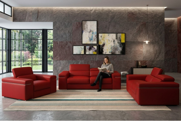 Zestaw sofowy Kanapa Podkładka Skóra Sofa Salon Siedziba 3+2+1 Zestaw Obcios