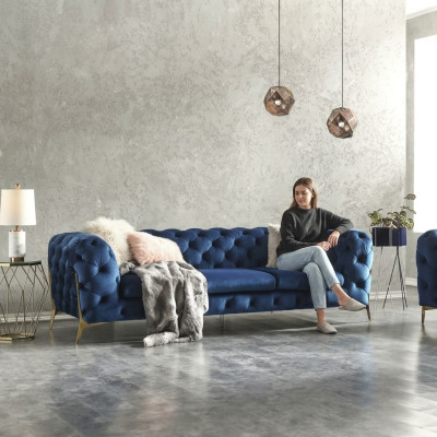 Chesterfield Aksamit Couch Sofa Podkładka Zestaw sofowy Obcios XXL Big Couch