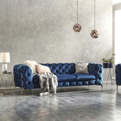 Chesterfield Aksamit Couch Sofa Podkładka Zestaw sofowy Obcios XXL Big Couch