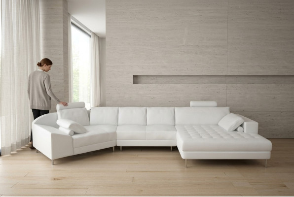 Skórzana sofa kanapa Żywy krajobraz Narożnikowa kanapa Narożnik Ustaw Design Modern Sofa A1116