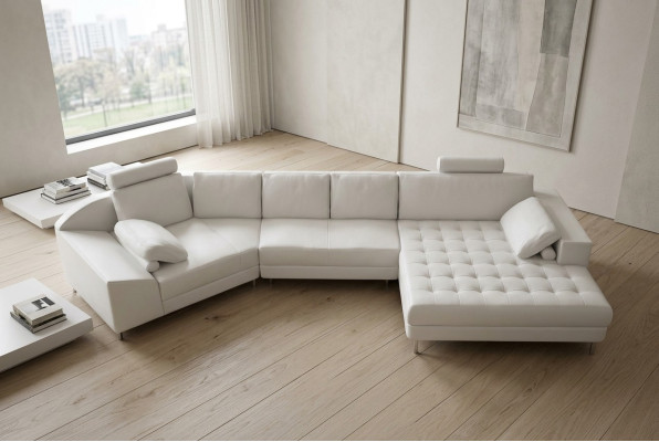 Skórzana sofa kanapa Żywy krajobraz Narożnikowa kanapa Narożnik Ustaw Design Modern Sofa A1116