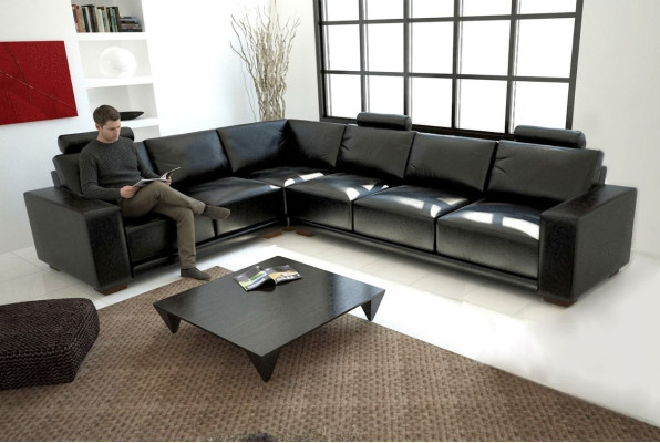 Skórzana sofa kanapa Żywy krajobraz Narożnik kanapa Narożnik Ustaw Design Modern Sofa A1121B