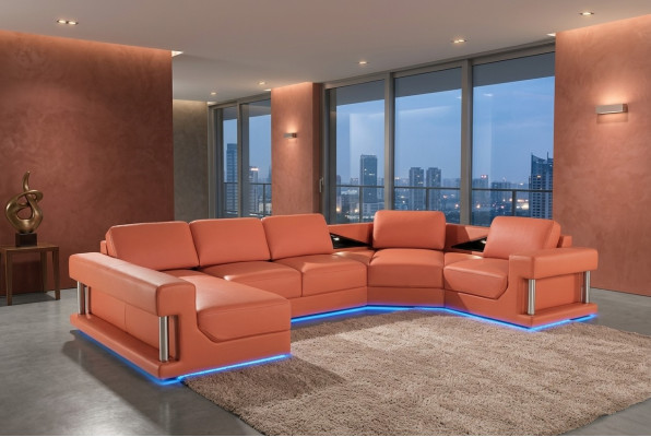 Skórzana sofa kanapa Żywy krajobraz Narożnik kanapa Narożnik Ustawić Design Modern Sofa A1131