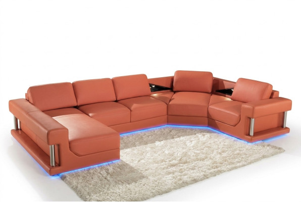 Skórzana sofa kanapa Żywy krajobraz Narożnik kanapa Narożnik Ustawić Design Modern Sofa A1131