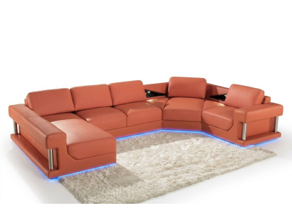 Skórzana sofa kanapa Żywy krajobraz Narożnik kanapa Narożnik Ustawić Design Modern Sofa A1131