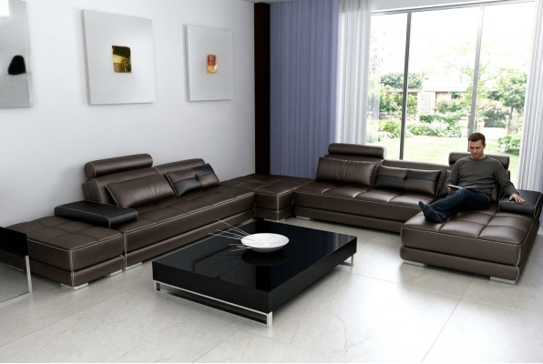 Sofa skórzana kanapa Żywy krajobraz Narożnik kanapa Narożnik Ustaw Design Nowoczesna Sofa Nowość A1146