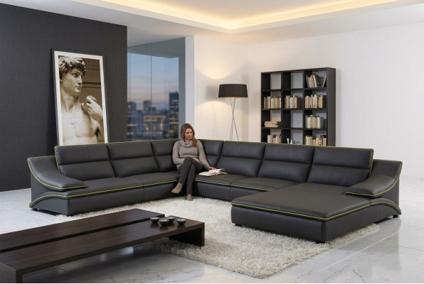 Skórzana sofa kanapa Żywy krajobraz Narożnikowa kanapa Narożnik Ustaw Design Modern Sofa