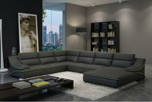 Skórzana sofa kanapa Żywy krajobraz Narożnikowa kanapa Narożnik Ustaw Design Modern Sofa