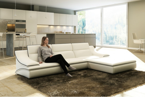 Skórzana sofa kanapa Żywy krajobraz Narożnik kanapa Narożnik Ustawić Design Modern Sofa A1160C