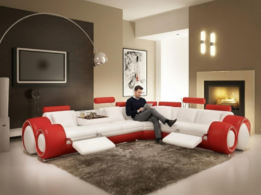 Skórzana sofa kanapa Żywy krajobraz Narożnik kanapa Narożnik Ustaw Design Modern Sofa A1163