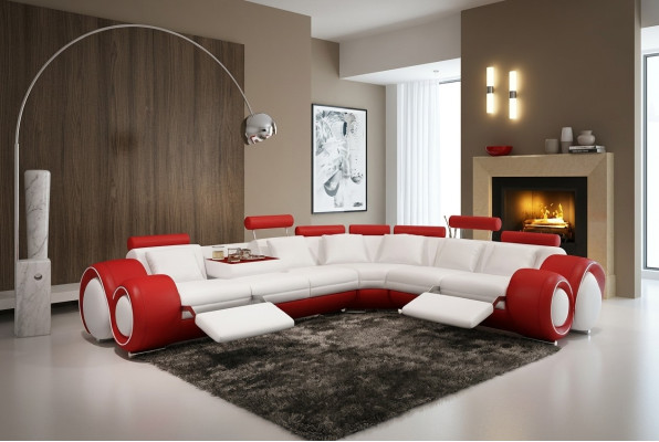 Skórzana sofa kanapa Żywy krajobraz Narożnik kanapa Narożnik Ustaw Design Modern Sofa A1163