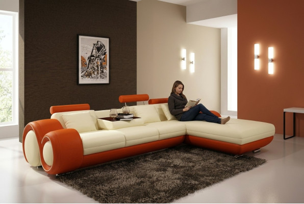 Skórzana sofa kanapa Żywy krajobraz Narożnik kanapa Narożnik Ustaw Design Modern Sofa A1163E