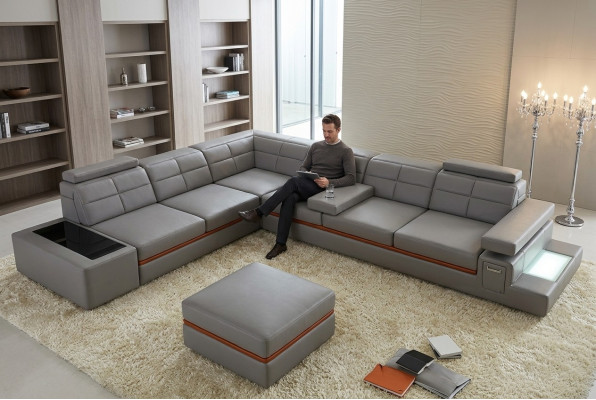 Skórzana sofa kanapa Żywy krajobraz Narożnik kanapa Narożnik Ustaw Design Modern Sofa B2011