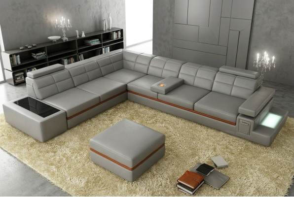 Skórzana sofa kanapa Żywy krajobraz Narożnik kanapa Narożnik Ustaw Design Modern Sofa B2011