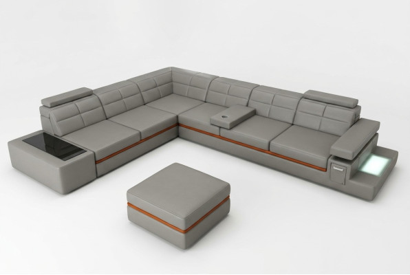 Skórzana sofa kanapa Żywy krajobraz Narożnik kanapa Narożnik Ustaw Design Modern Sofa B2011