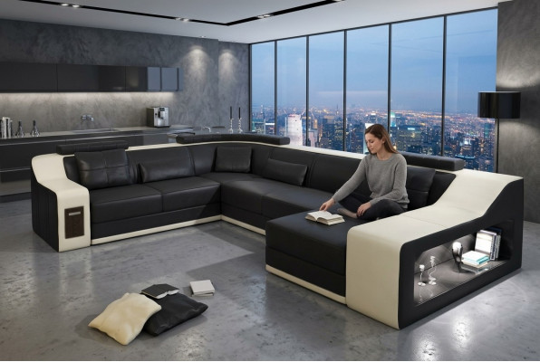 Sofa skórzana kanapa Żywy krajobraz Narożnik kanapa Narożnik Ustawić Design Nowoczesna Sofa Nowość B2017