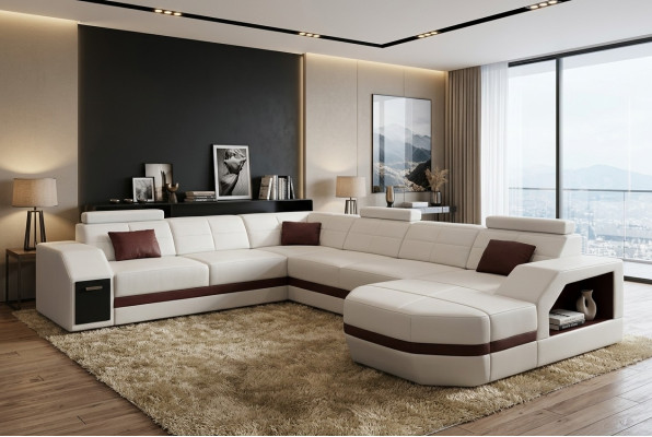 Sofa skórzana kanapa Żywy krajobraz Narożnik kanapa Narożnik Ustaw Design Nowoczesna Sofa C4011 Nowość