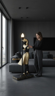 Lampa podłogowa rzeźba figura Lampy Lampa Egipt statua figurki rzeźby 2876
