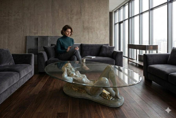 Erotyczna szklana rzeźba stolikowa figurka stolik kawowy Tabela sofa zamówienie stoły statua