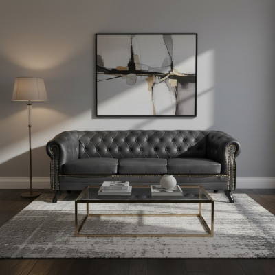 Chesterfield Zestaw sofowy Sofa 3+1+1 Kanapa Podkładka Zestaw Sofy Kanapy Skóra Materiał