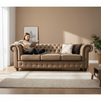 Chesterfield Zestaw sofowy Sofa 3+1+1 Kanapa Podkładka Zestaw Sofy Kanapy Kompletne