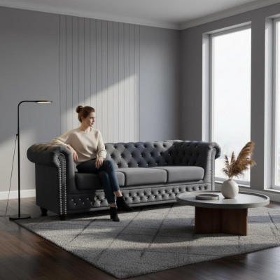 Chesterfield Zestaw sofowy Sofa 3+1+1 Podkładka Couch Sofy Siedziba Kryształy