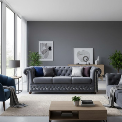 Chesterfield Skórzana Sofa Sofa Podkładka Ustawić 3+1 Funkcja łóżka Sofa Rozkładana