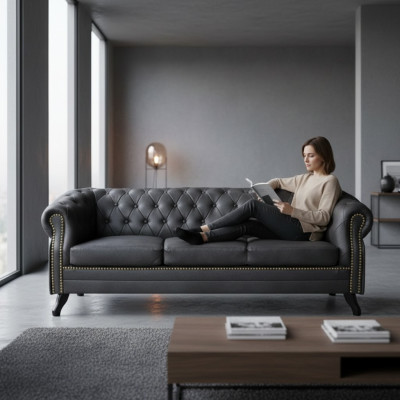 Chesterfield Zestaw sofowy 3+2+1 Glasgow Couch Podkładka Zestaw Sofy Kanapy Nowe