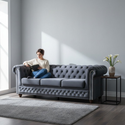 Chesterfield Zestaw sofowy 3+2+1 rozkładana sofa Sofa Kanapa Podkładka Skóra Sofy Łóżko