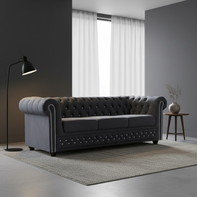 Chesterfield Zestaw sofowy 3+2+1 rozkładana sofa Sofa Kanapa Podkładka Skóra Sofy Łóżko