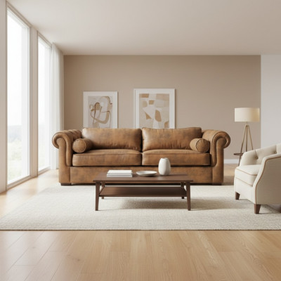 Chesterfield Zestaw sofowy 3+2 Kanapa Zestaw Podkładek Sofy Kanapy Nowa Sofa Skóra