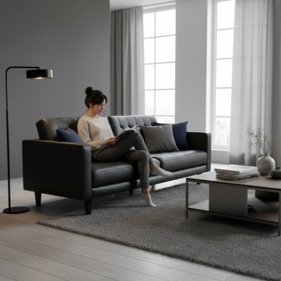 Design Modern Chesterfield Ustawić Sofę Kanapę Podkładka Skóra Obcios 3+2 Nowość