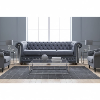 Chesterfield Zestaw sofowy Sofa Podkładka Kryształy Skóra Obcios 3+2 Couch