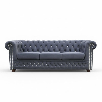 Chesterfield Zestaw sofowy Sofa Podkładka Kryształy Skóra Obcios 3+2 Couch
