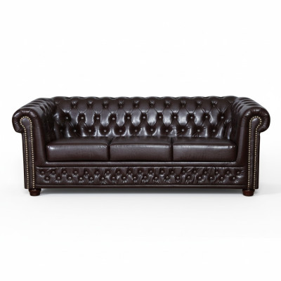 Chesterfield Zestaw sofowy Sofa Podkładka Design Skóra Materiał Obcios 3+2 Couch