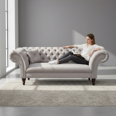 Chesterfield Zestaw sofowy 3+2 Sofa Podkładka Design Skóra Materiał Obcios