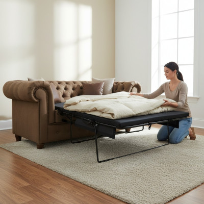 Chesterfield Cambridge 2 miejsce siedzące Sofa Office Couch z funkcją łóżka Sofas Couches