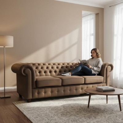 Chesterfield Cambridge 3 miejsce do siedzenia z funkcją łóżka Couch Podkładka Sofy Kanapy Nowość